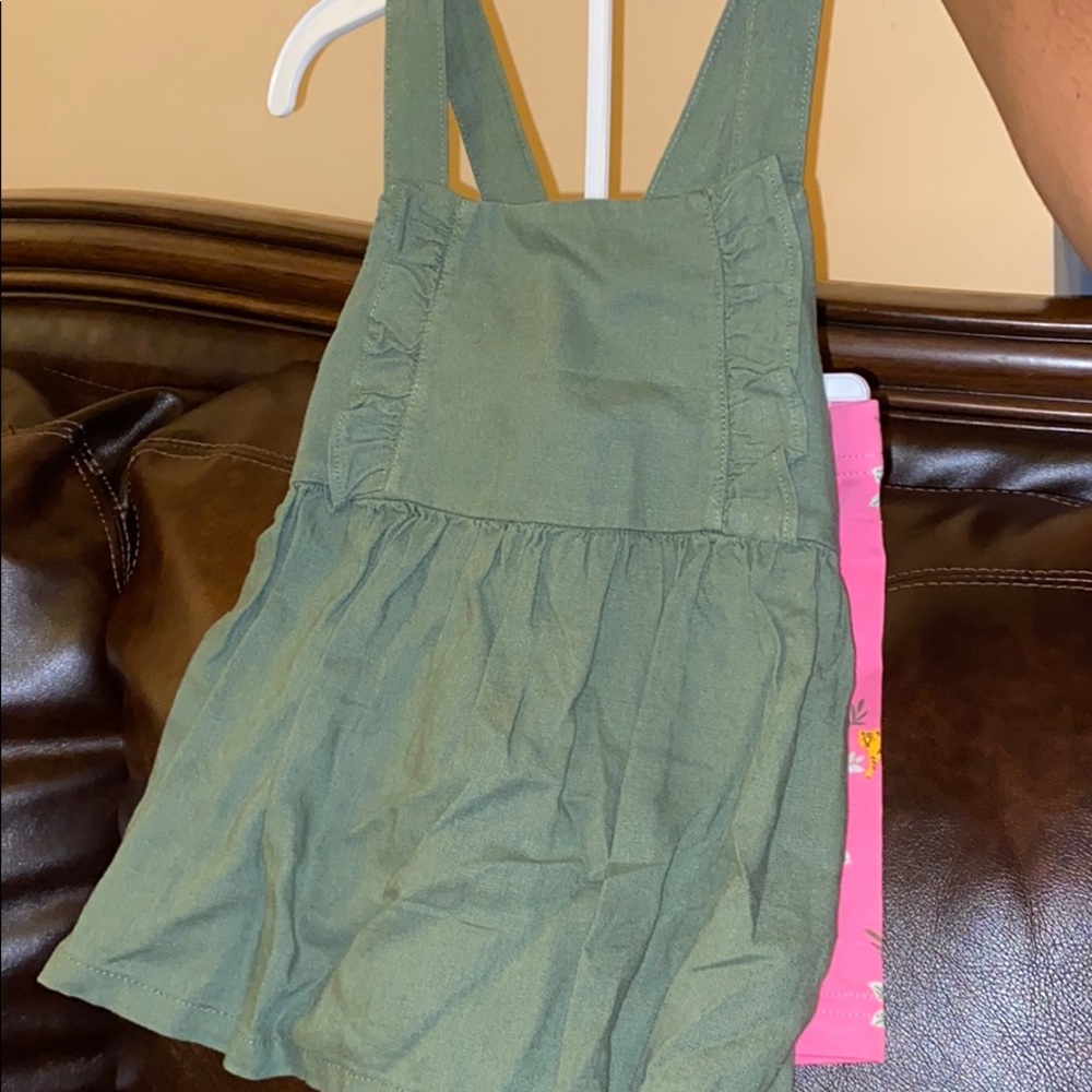 Cute set for baby 3T green shirt and pink tights